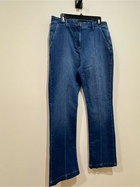 Comma Women’s Straight-Leg trouser Jeans DeepBlue Denim front seam Sz14 /44 NWOT